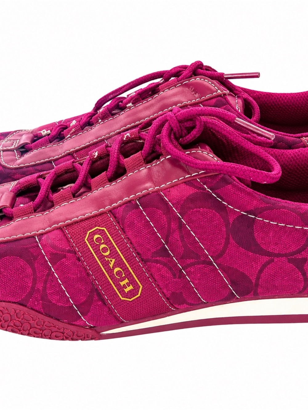 Coach Magenta Signature Logo Lace-Up Sneakers